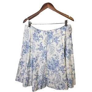 Y2K NEW American Living (Ralph Lauren) Floral A-Line Skirt Blue‎ White Size 14